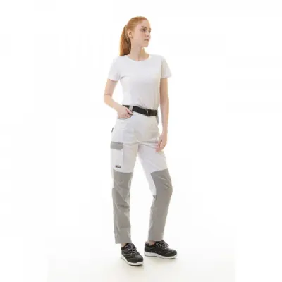Брюки женские рабочие Brodeks KS 328, белый/серый