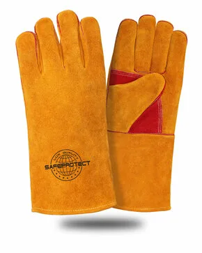 Краги спилковые СИБИРЬ Safeprotect усиленные желто-красные (подкладка) р.10,5 (х12х60)