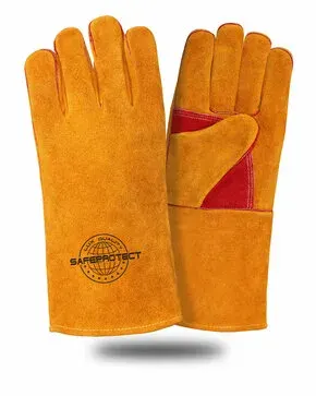 Краги спилковые СИБИРЬ Safeprotect усиленные желто-красные (подкладка) р.10,5 (х12х60)