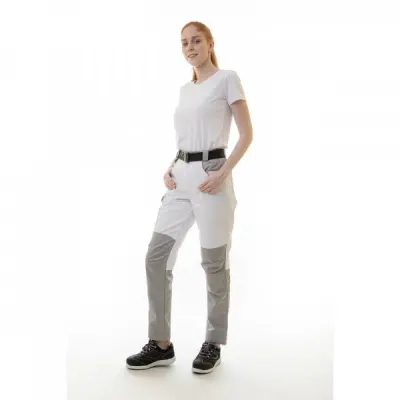 Брюки женские рабочие Brodeks KS 328, белый/серый