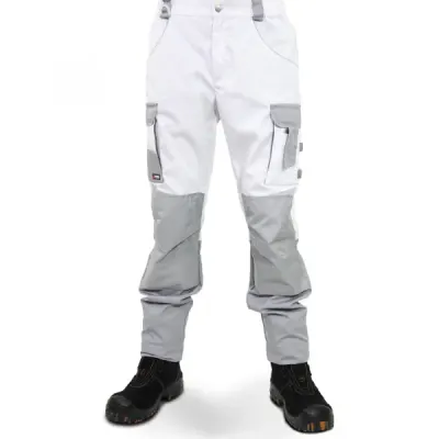 Брюки мужские летние Brodeks KS 302, белый/серый