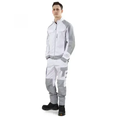 Брюки мужские летние Brodeks KS 302, белый/серый