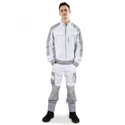 Брюки мужские летние Brodeks KS 302, белый/серый