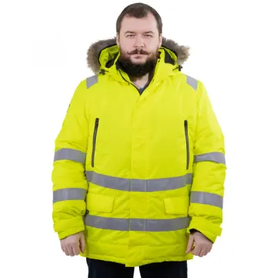 Зимняя сигнальная куртка-парка BRODEKS KW220 PLUS, желтый/черный
